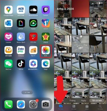 Xoá vĩnh viễn ảnh trên iCloud thông qua ứng dụng Ảnh bước 1